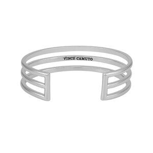 Vince Camuto Silver-Tone Minimalist Three Bar Cuff Bracelet - Silver